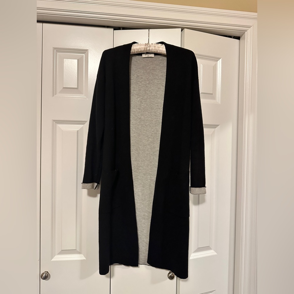 Babaton black knit cardigan mid length